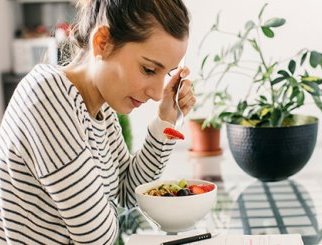 Woman eating a healthy salad